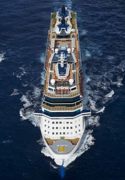 Celebrity Summit cruise ship at sunset