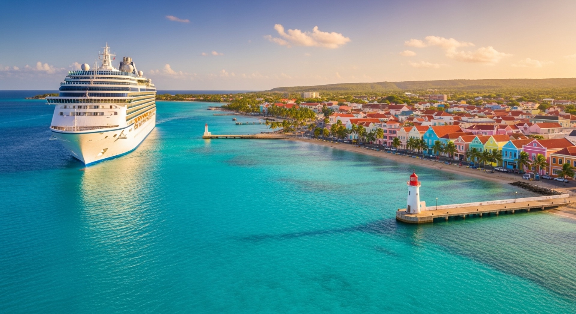 Lush tropical beach in the West Indies with turquoise water