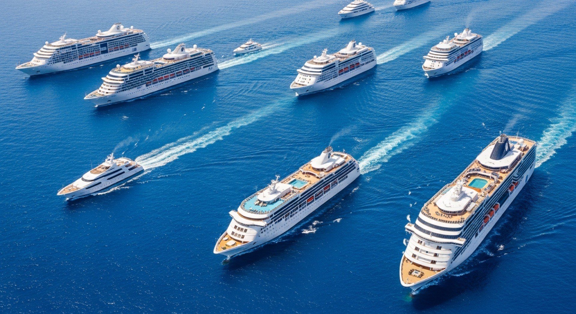 Luxury cruise ship sailing on the open ocean at sunset