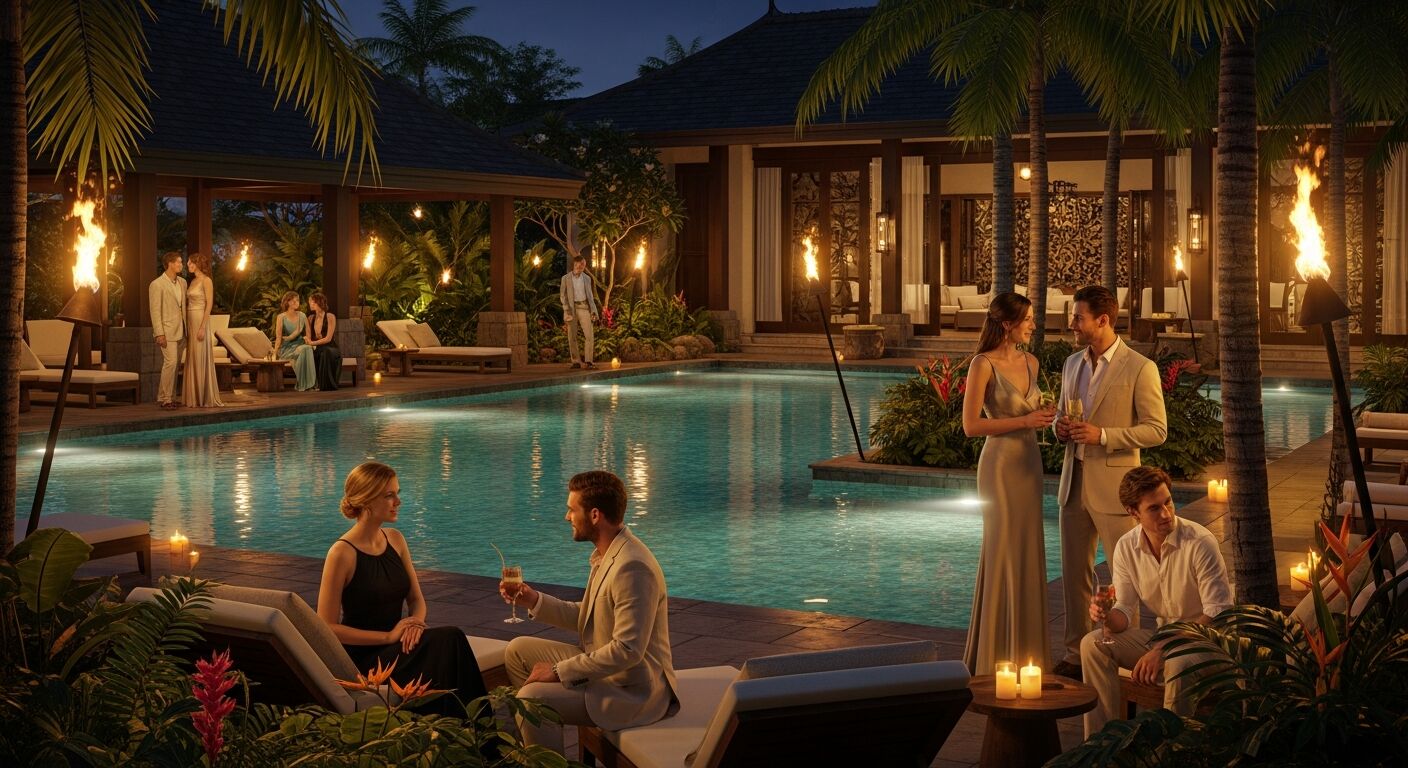 Romantic couple on a tropical beach at sunset